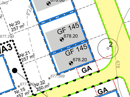 Los 4 (komplettes DH-Grundstück) | Bauplätze 21 – DHH + 22 – DHH