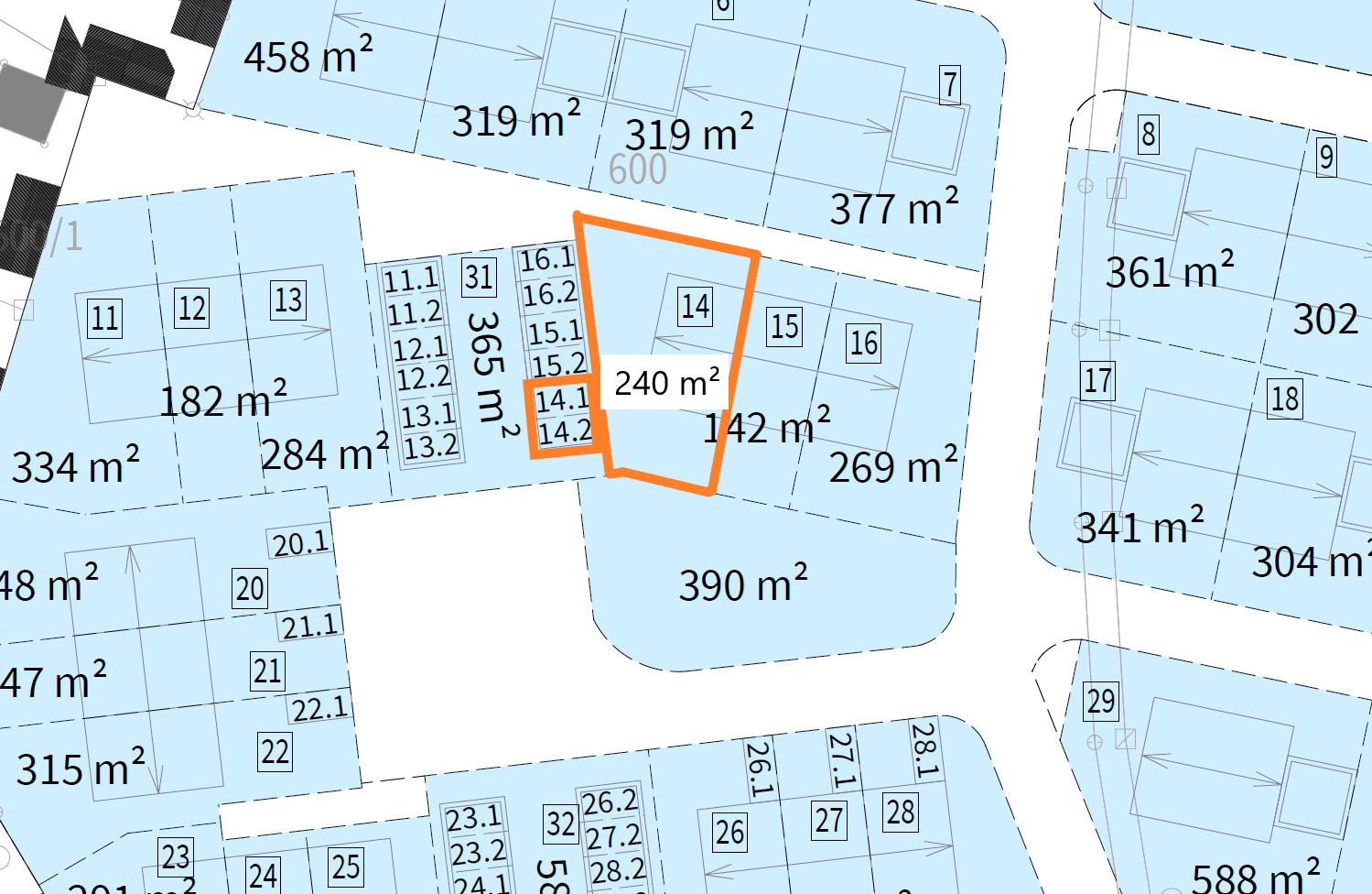 Parzelle 14 - Reihenhaus Eckgrundstück