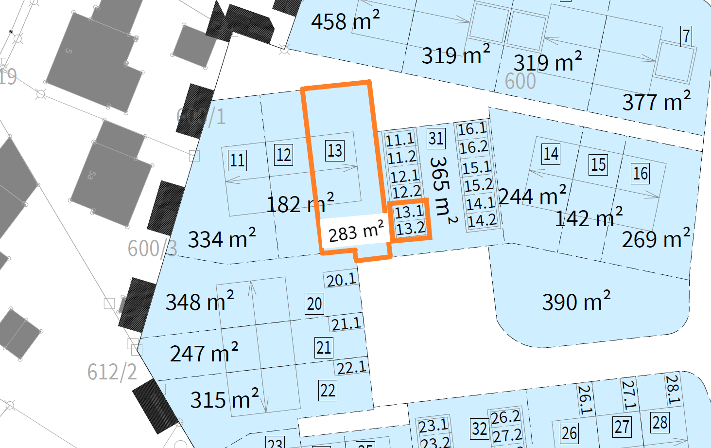 Parzelle 13 - Reihenhaus Eckgrundstück