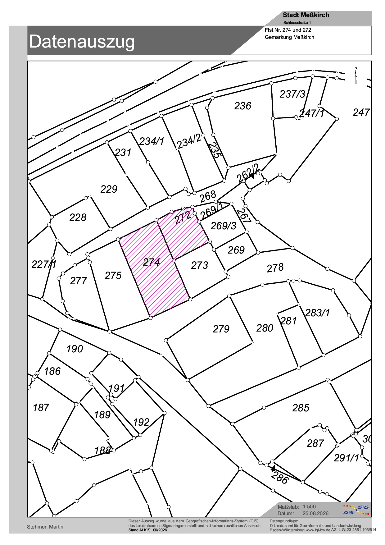 Grundstücke Flst.Nr. 274 und 272 Gemarkung Meßkirch