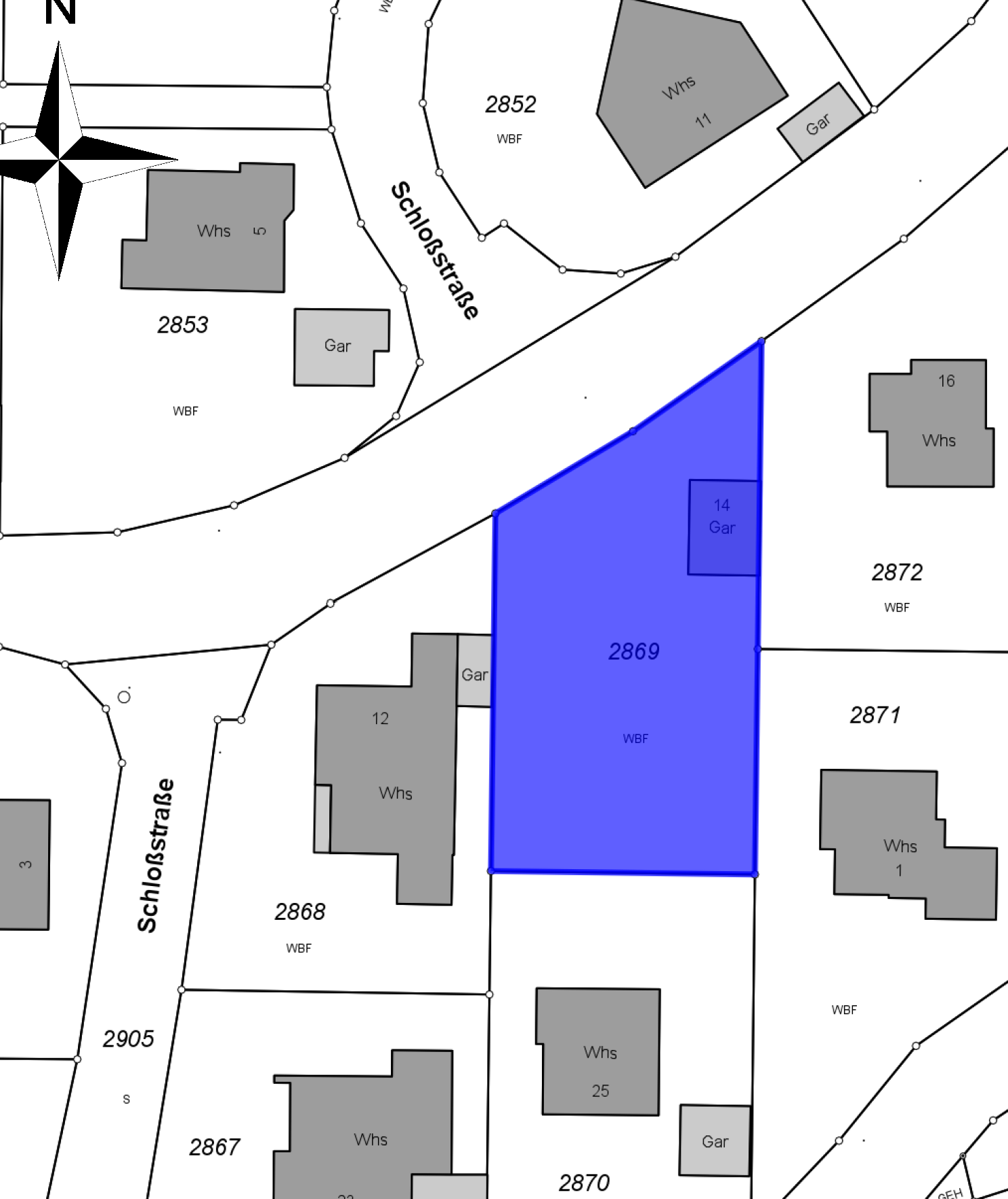 Priv. Bauplatz: Erschlossenes Baugrundstück in sonniger Lage unterhalb der Burg mit Großraumgarage